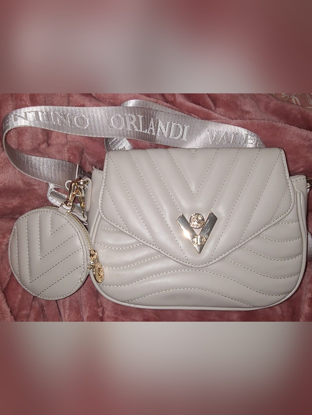 Valentino Orlandi Taupe Med. Sized Crossbody Bag w/ Change Purse (Part# V-3024)